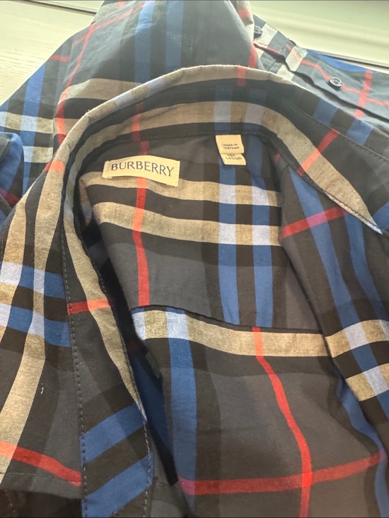 Burberry Other - Burberry Black Plaid Button-Down Shirt with Blue & Red Stripes
